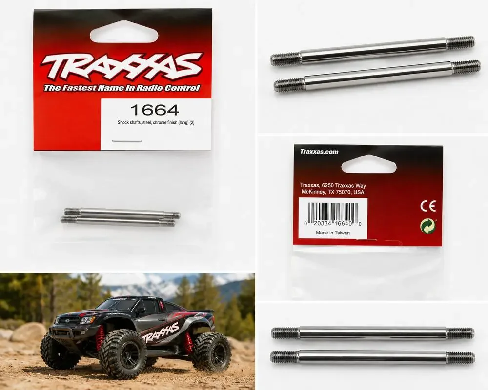 Traxxas 1664 Steel Shock Shafts – Chrome Finish – Long – 2 Pack